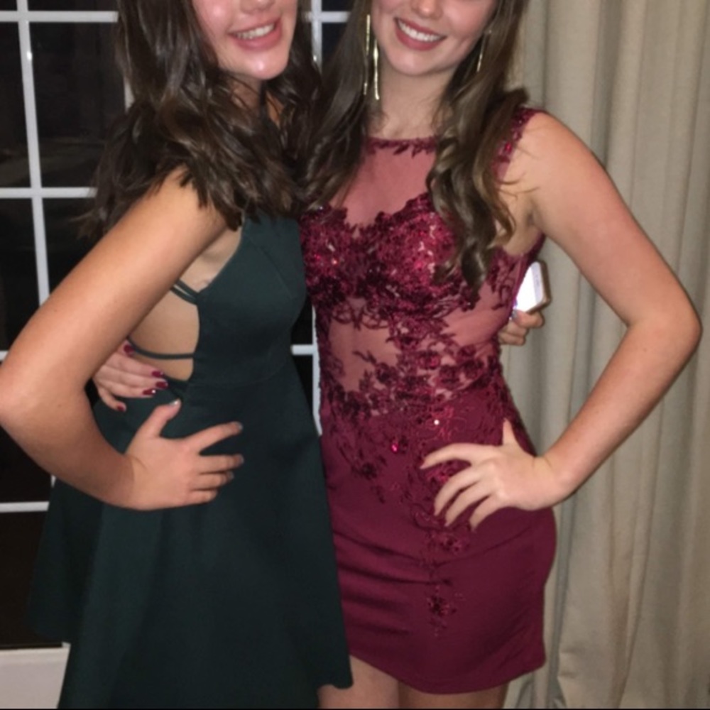 *maroon dress on right* JOVANI occasion dress